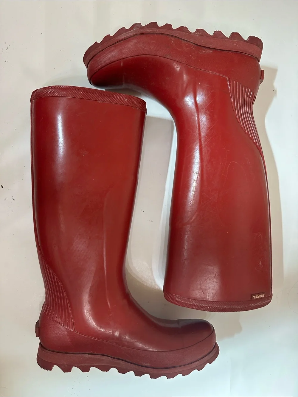 Sorel Glossy Tall Red Winter And Rain Boots Woman’s Size 8